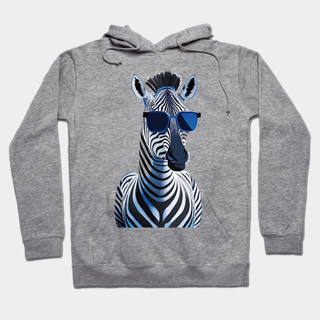 Graceful Monochrome: Zebra in Sunglasses Hoodie by linann945